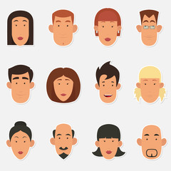 cute cartoon people face. cartoon avatars. avatars business people. vector illustration.