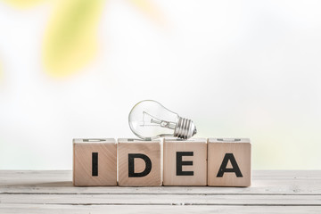 Idea sign with a light bulb