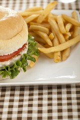 plate of burger and fries