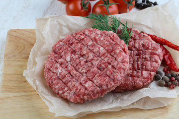 Raw burger cutlet