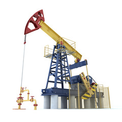 Pumpjack(oil derrick) on a white (3d render) © generalfmv
