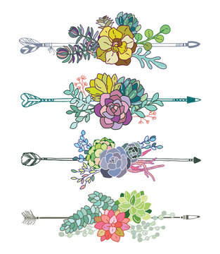 Set of succulent bouquet and arrow for your design