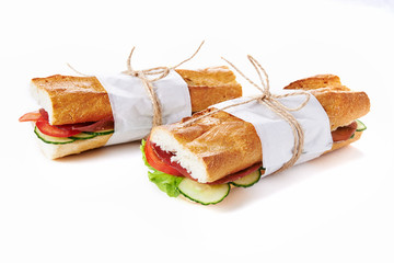 sandwiches with meat adn vegetables