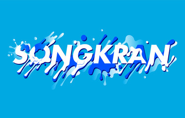 Songkran Festival Text Thai new year's Day Text,Vector illustration.