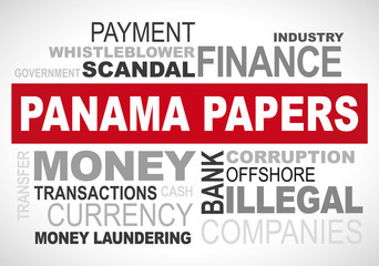 Panama papers scandal 2016 - word cloud vector graphic
