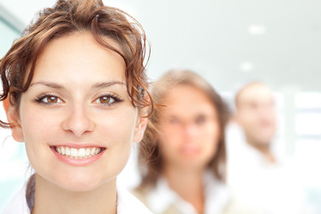 beautiful brunette girl smile portrait with a girl background