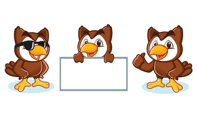Owl Mascot Vector happy