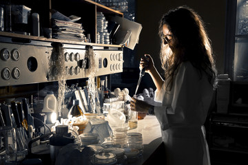 science professional is working in old laboratory