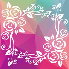 Fototapeta na wymiar bright floral polygonal border