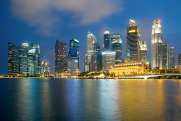 Singapore city in downtown district in night