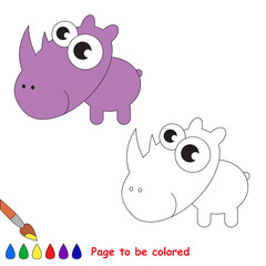 Rhino cartoon. Page to be colored. 