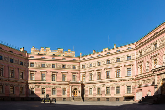 The part of courtyard in St.Petersburg, Russia.
 of the Mikhailovsky Castle 
