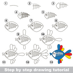 X-ray fish. Drawing tutorial.