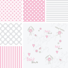 Set of baby shower patterns - swatches