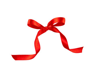 Red ribbon bow isolated on white