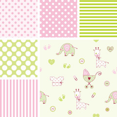Set of baby shower patterns -swatches
