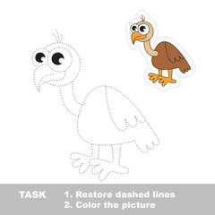 Vulture to be traced. Vector trace game.