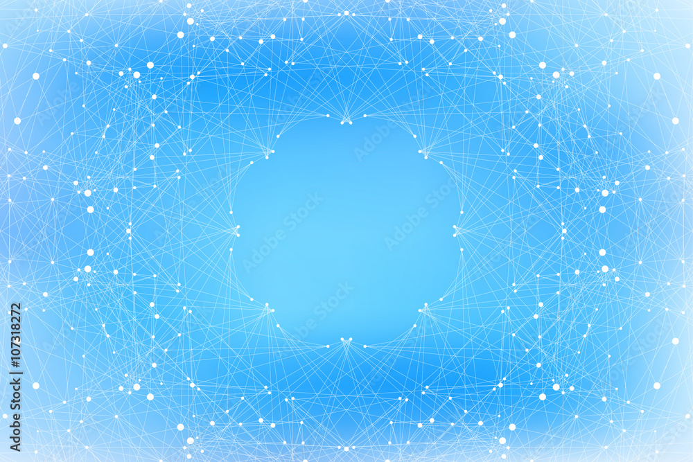 Aufkleber geometric blue background molecule and communication . connected lines with dots. vector illustratio