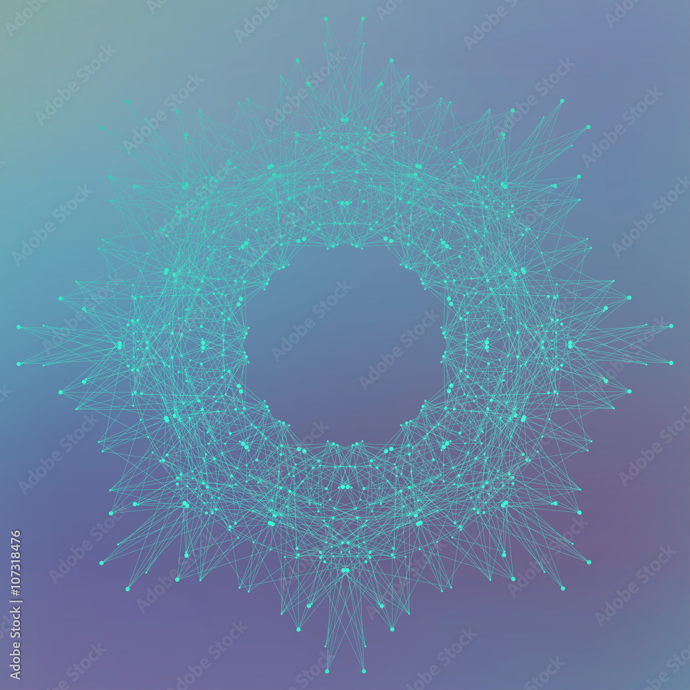 Poster Geometric abstract form with connected lines and dots. Vector illustration