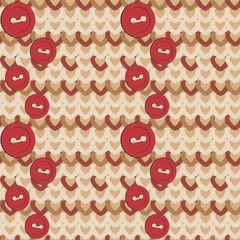 seamless background of buttons on the background of knitted loops