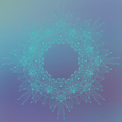 Geometric abstract form with connected lines and dots. Vector illustration