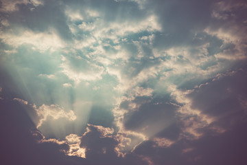 Naklejka na ściany i meble Sunlight with cloud on blue sky