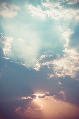 Fototapeta na wymiar Sunlight with cloud on blue sky