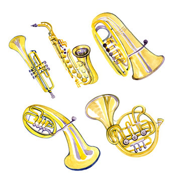 Watercolor copper brass band 