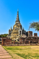 Fototapeta premium Ancient wall of Wat Phra Sri Sanphet the world heritage site in ayutthaya, Thailand