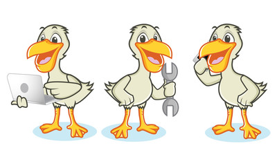 Pelican Mascot Vector with laptop