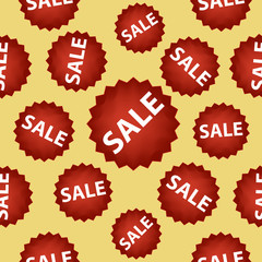 Seamless vector pattern with red sale signs.