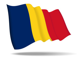 illustration Chad flag waving Isolated on White Background,vector