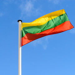 flag of Lithuania against the blue sky