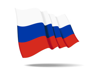 illustration Russia flag waving Isolated on White Background,vector