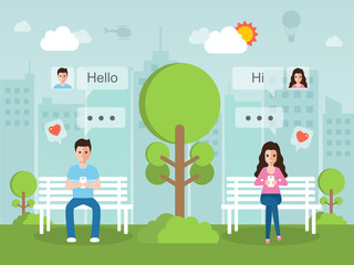 chatting online via social network