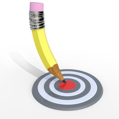 yellow pencil pointed to center of target