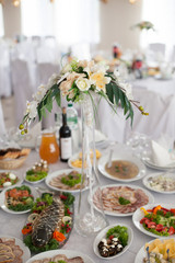 stylish luxury decorated tables for the celebration for a weddin
