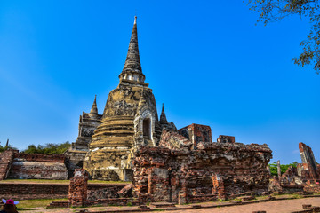 Obraz premium Ancient wall of Wat Phra Sri Sanphet the world heritage site in ayutthaya, Thailand