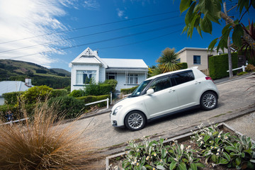 Baldwin Street - world's steepest street, Dunedin, Otago, New Zealand. Steepest gradient 1 in 2.86.