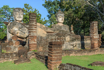 Ancient buddha statue in Kamphaeng Phet Historical Park, Thailand