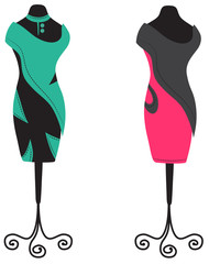 fashion dress patterns on hangers