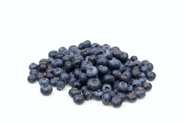 Stack of fresh blueberries, on white background