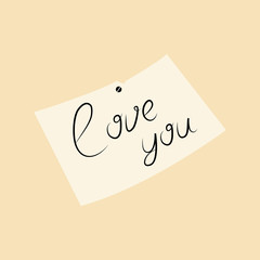 Vector illustration love you paper note