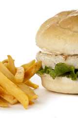 fries and chicken burger