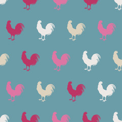Obraz premium Seamless decorative vector background with cocks. Print. Cloth design, wallpaper.