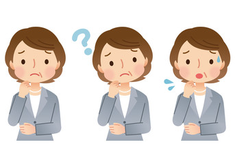 スーツ姿のミドル女性　ビジネス　表情セット