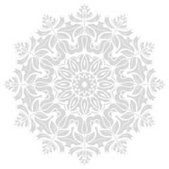 Damask pattern with oriental elements. Abstract traditional light silver ornament