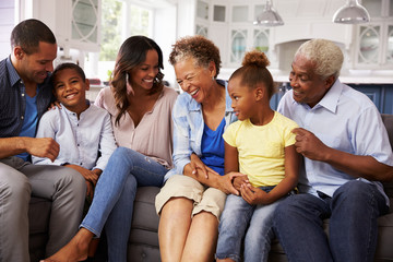 Fototapeta na wymiar Multi generation black family at home