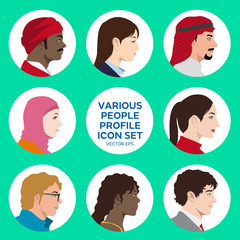 various races people profile icon, avatar, vector illustration
