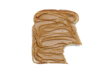 peanut butter sandwich with a bite